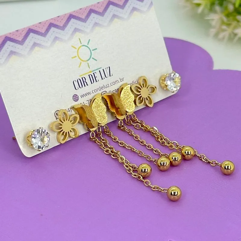 TRIO BORBOLETA, FLOR E PONTO DE LUZ