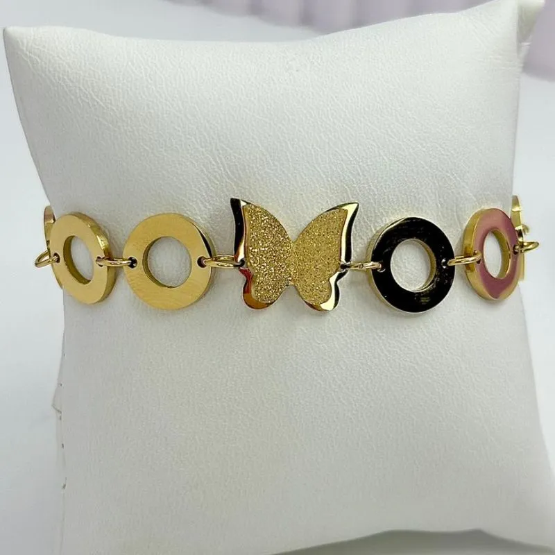 PULSEIRA CIRCULOS E BORBOLETA BRILHANTE PS2193