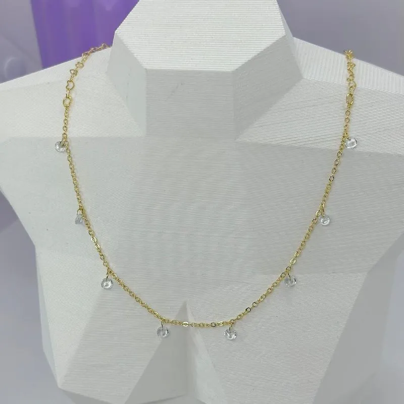 CHOKER MINI CRISTAIS PENDURADOS CORRENTE CORAÇÃO CO2068