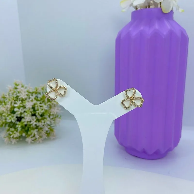 BRINCO FLOR PÉTALAS CORAÇÃO CRAVEJADO BO2523