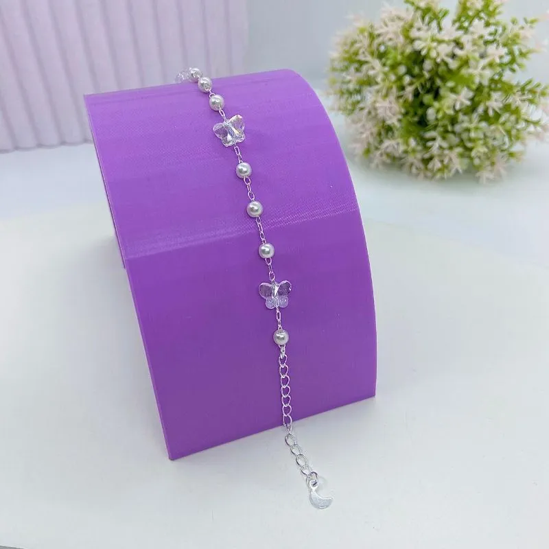 PULSEIRA BORBOLETAS CRISTAIS E PÉROLAS PP2591