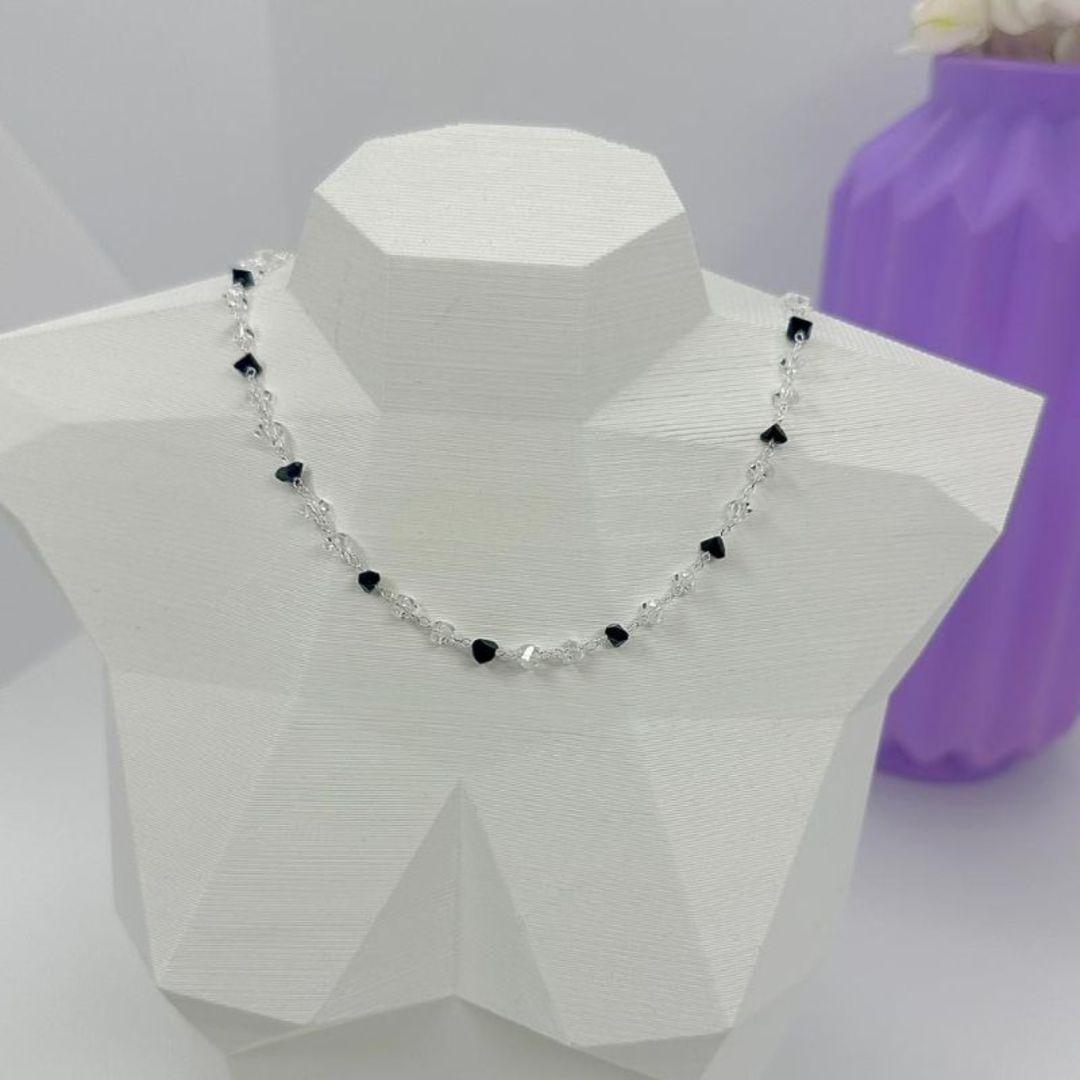 CHOKER PEDRAS CASCALHO CRISTAL E BLACK CP2364