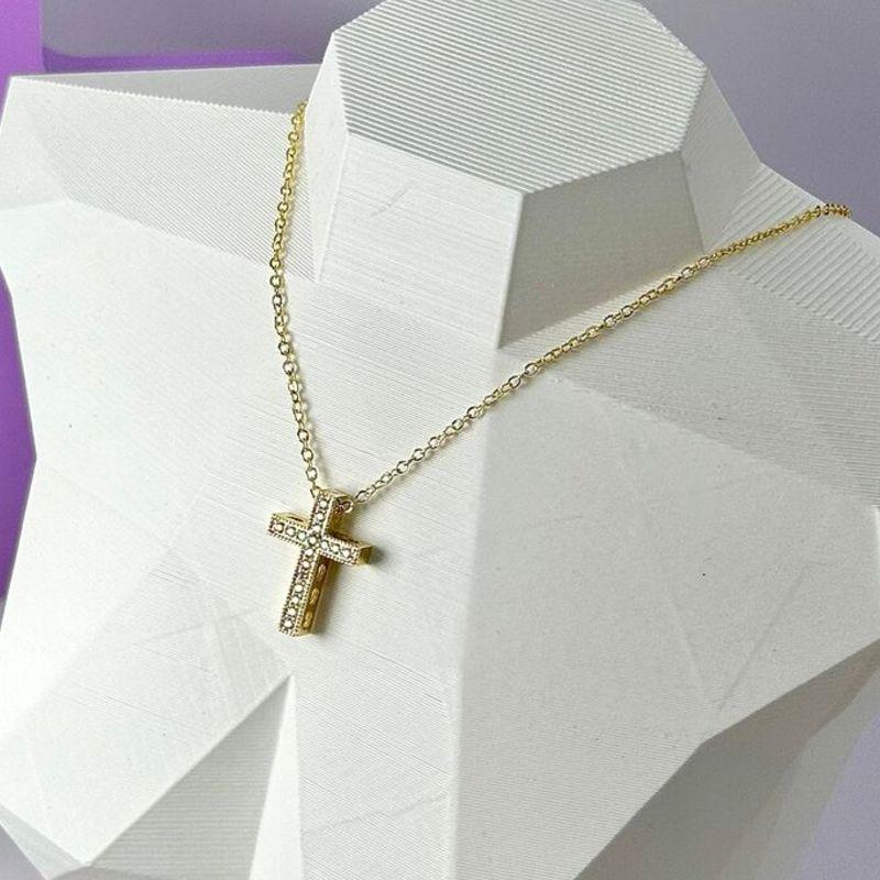COLAR CORRENTE CRUCIFIXO CRAVEJADO CO1572