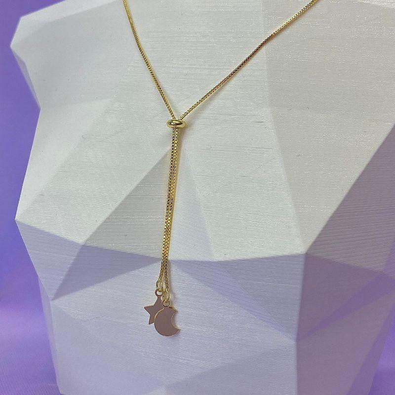 COLAR GRAVATINHA ESTRELA E LUA CO925